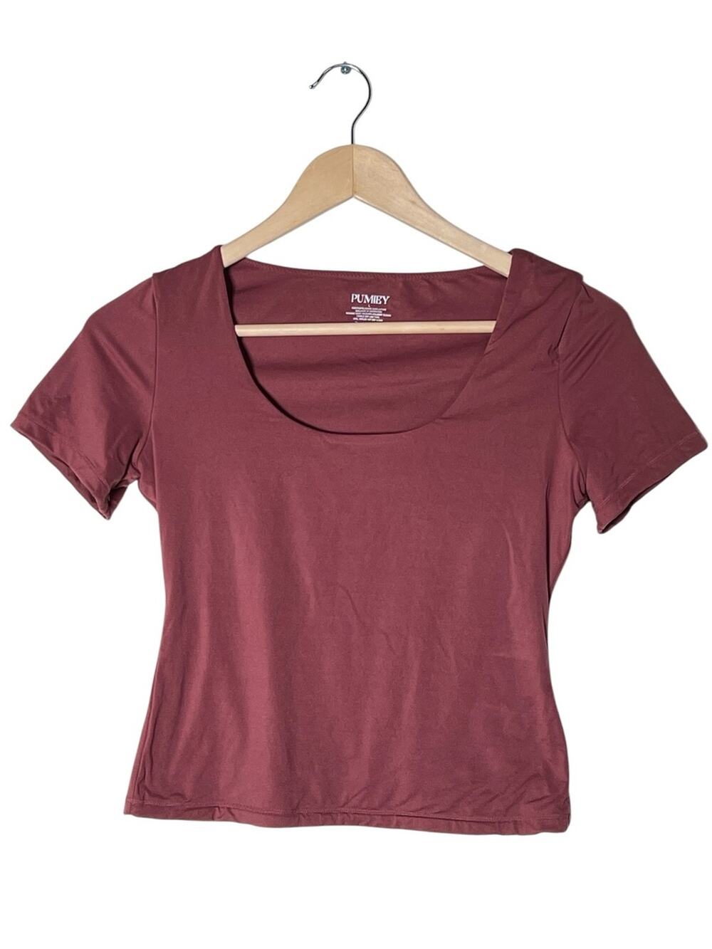Pumiey rust red scoop neck Compression T-shirt top size large L B139